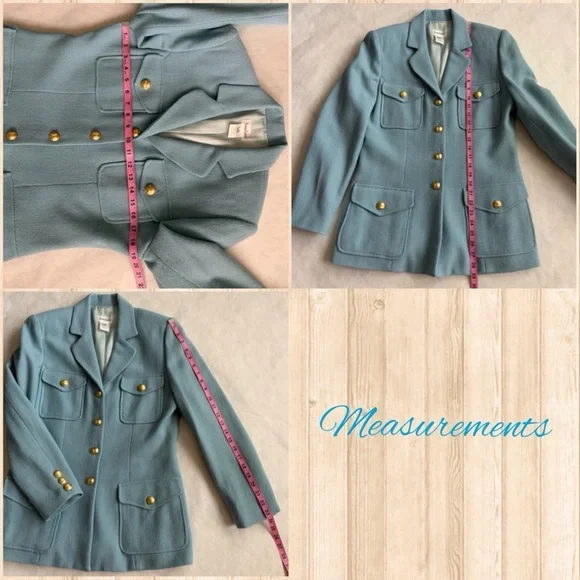 Neiman Marcus Wool Blend Light Blue Tweed Skirt Suit Luxury Blazer 8 Skirt 10 - Picture 12 of 16